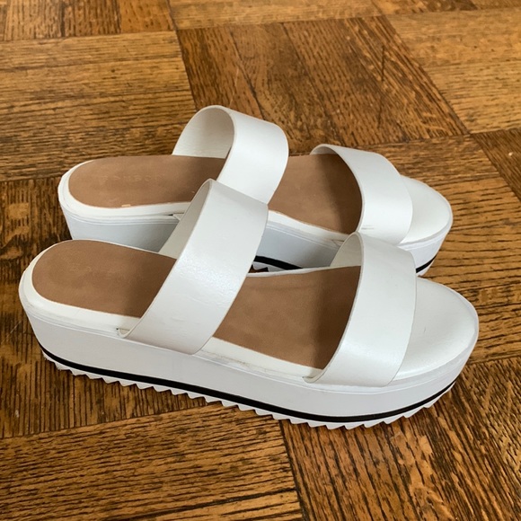 bamboo white platform sandals